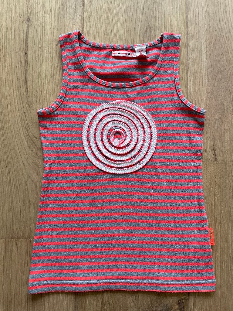 NONO singlet, maat 128, grijs oranje gestreept hemd, Gebruikt, Meisje, Ophalen of Verzenden, Nono