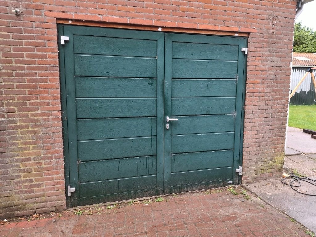 Novoferm Garagedeur Geïsoleerd 244x218 cm (dennengroen), Ophalen, Garagedeur, Zo goed als nieuw, 120 cm of meer