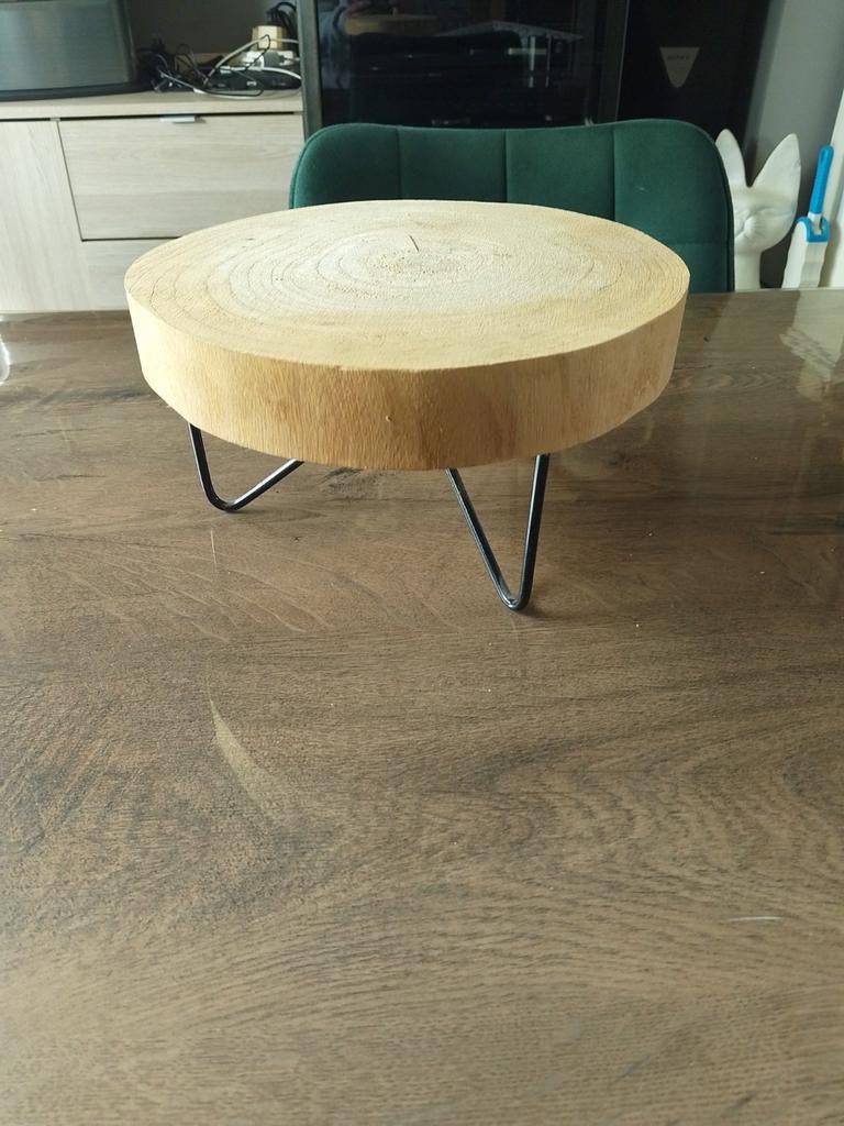 Hout schijf op voet, Ophalen, Zo goed als nieuw