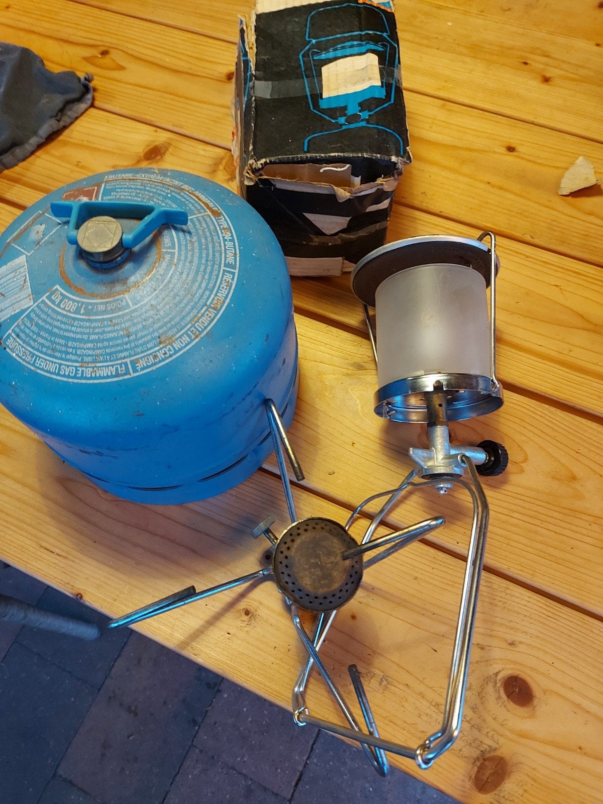 Vintage Campingaz set: Kooktoestel, Gaslantaarn en gasfles, Ophalen of Verzenden, Gebruikt