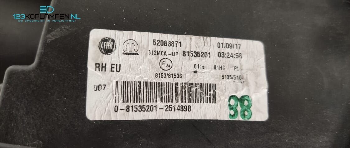 Fiat 500 Facelift koplamp rechts, Auto-onderdelen, Verlichting, Gebruikt, -, -, Ophalen of Verzenden