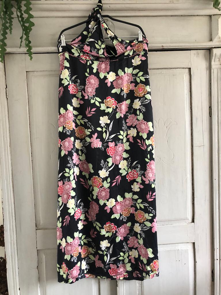 Prachtige super vrouwelijke halter maxi- JURK Mt L / XL, Kleding | Dames, Jurken, Zo goed als nieuw, Maat 46/48 (XL) of groter