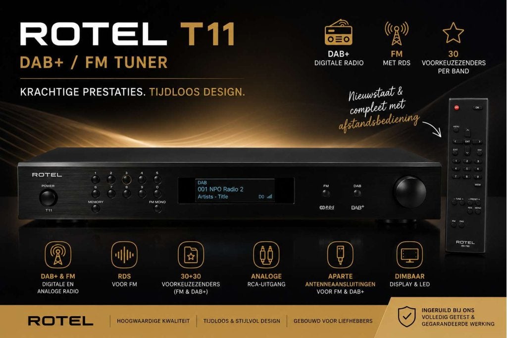 Rotel T11 DAB+ / FM tuner zwart – nieuwstaat!!, Niet ingevuld, Niet ingevuld, Niet ingevuld
