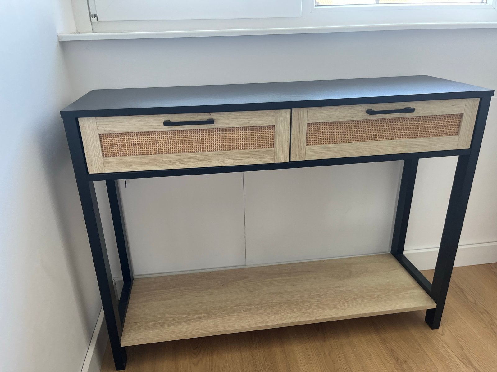 SWEEEK sidetable met rotan details, Huis en Inrichting, Tafels | Bijzettafels, Ophalen, Zo goed als nieuw, 75 cm of meer, 60 cm of meer