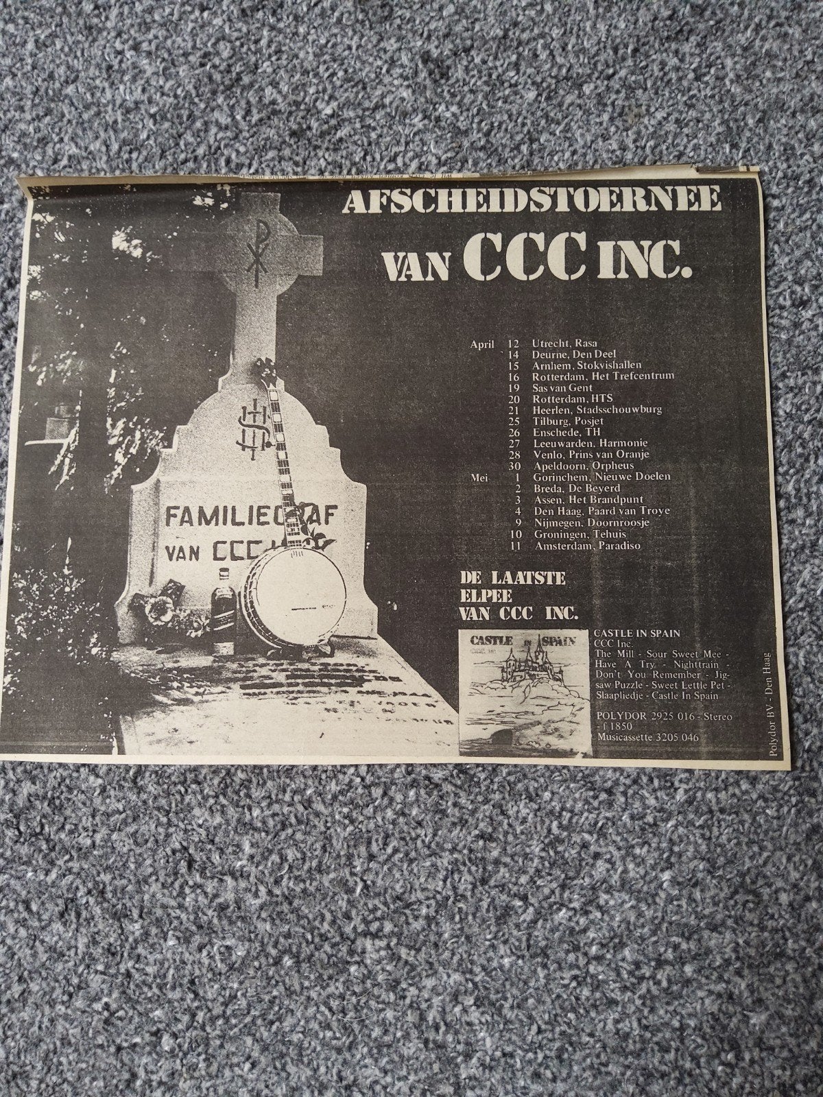 CCC Inc. Afscheids toernee o.a. Paradiso Asd., Ophalen of Verzenden, Boek, Tijdschrift of Artikel