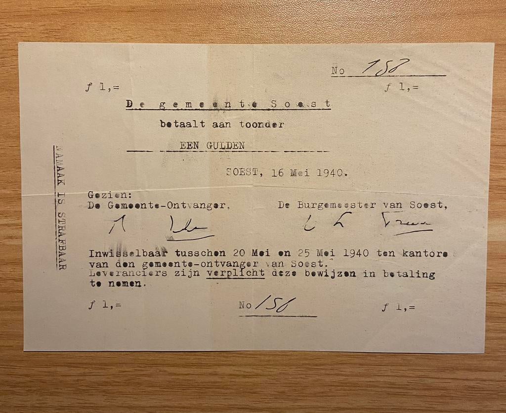 Oorlogsgeld gemeente Soest, 1940, Boeken, Oorlog en Militair, Ophalen
