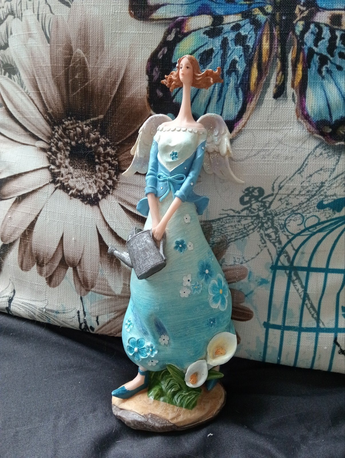 Decoratieve Engel met Gieter - Blauw/Wit, Overige stijlen, Ophalen of Verzenden, Zo goed als nieuw, Blauw