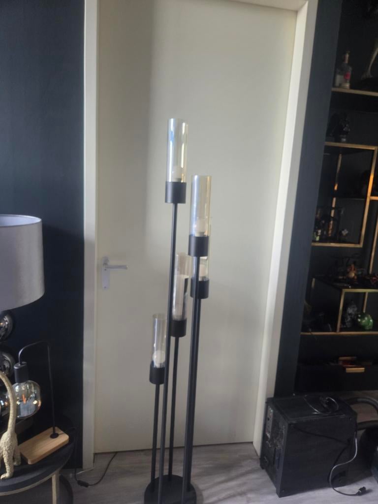 Hoge vloerlamp met 5 lichtpunten - Modern design, Gebruikt, Ophalen of Verzenden, Glas, Modern