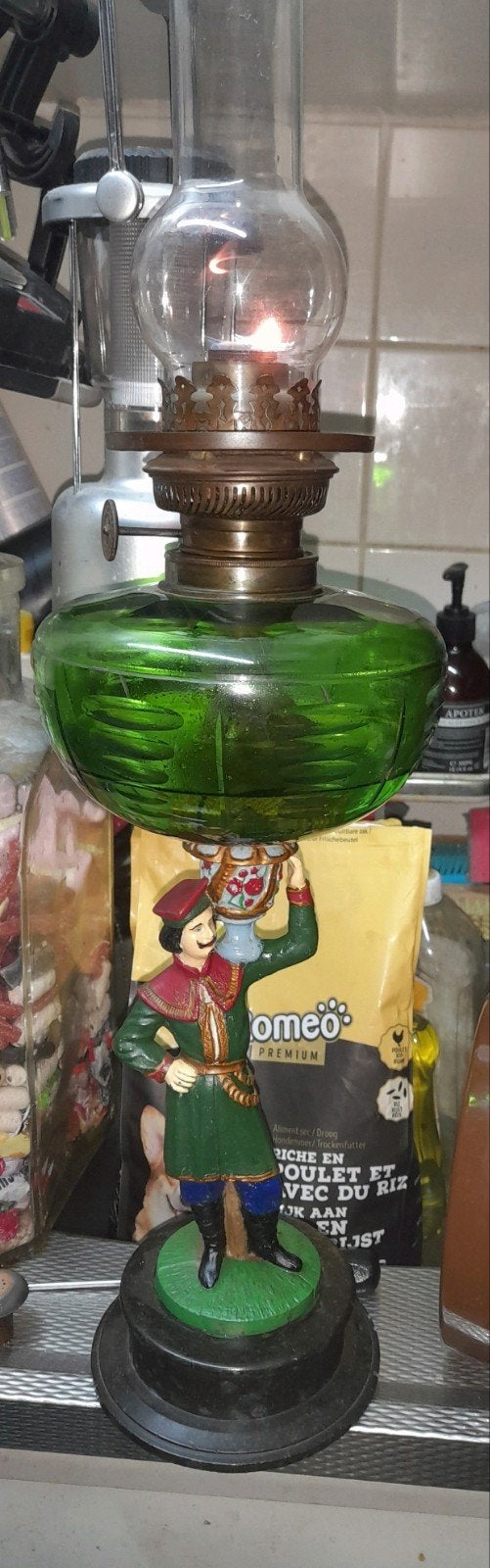 antieke olielamp, Ophalen of Verzenden