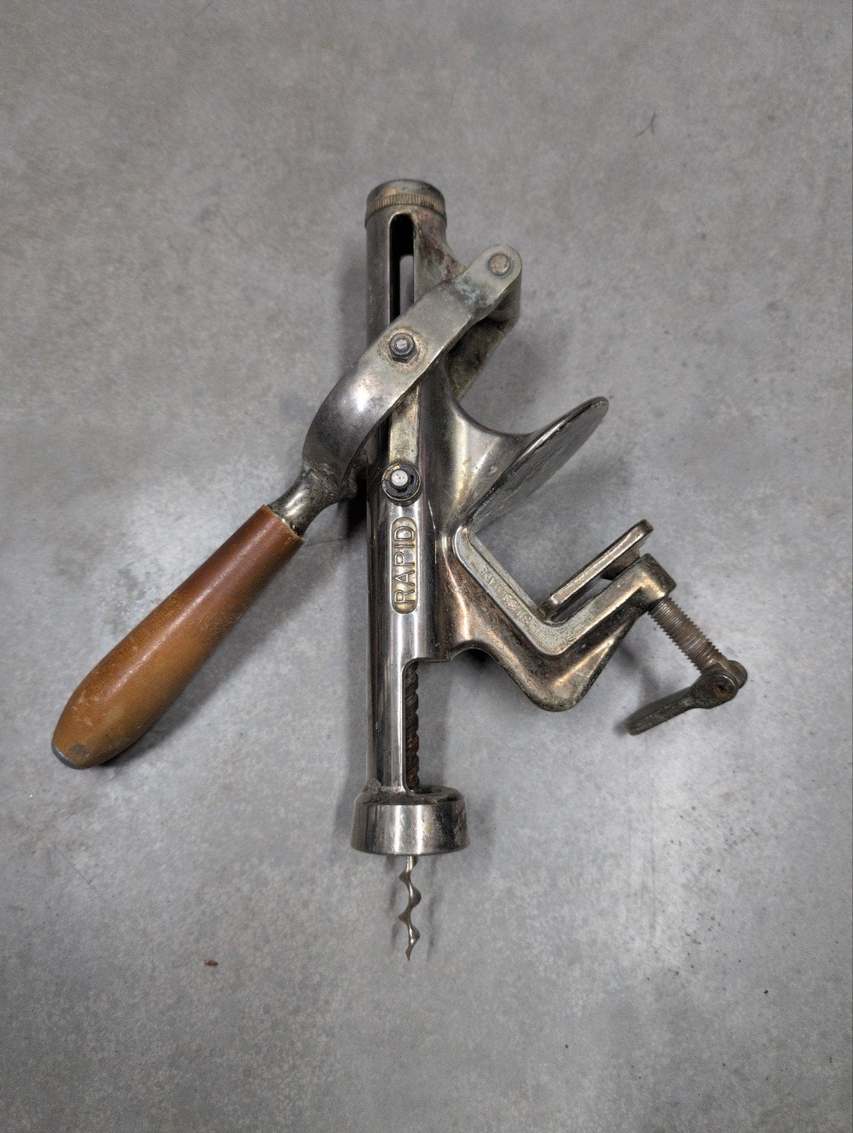 Vintage tafelklem kurkentrekker - Rapid, Ophalen
