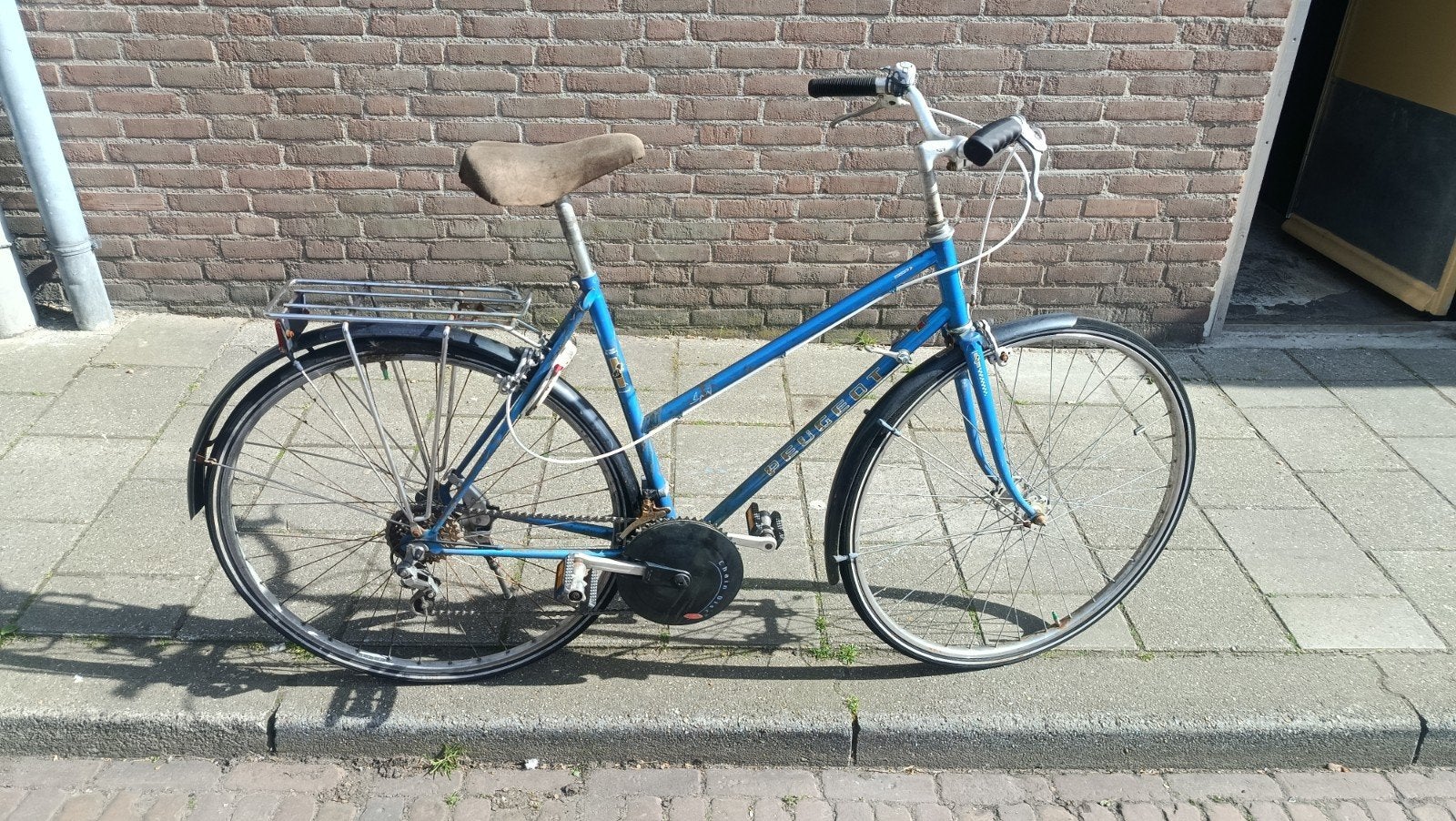 Vintage Peugeot damesfiets - Blauw, Fietsen en Brommers, Fietsen | Dames | Damesfietsen, Velgrem, Versnellingen, Ophalen, Overige merken