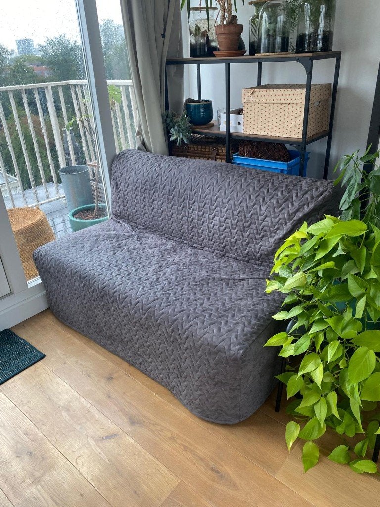 IKEA LYCKSELE slaapbank 2-persoons – grijze hoes, Ophalen, Gebruikt, Tweepersoons, Rechte bank