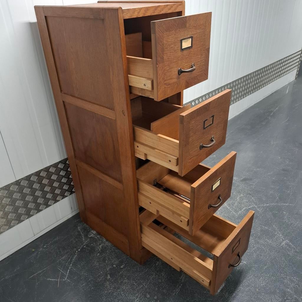 Vintage houten kast ladenkast dossierkast, Huis en Inrichting, Kasten | Ladekasten, Ophalen, Gebruikt, 100 tot 150 cm, Eikenhout