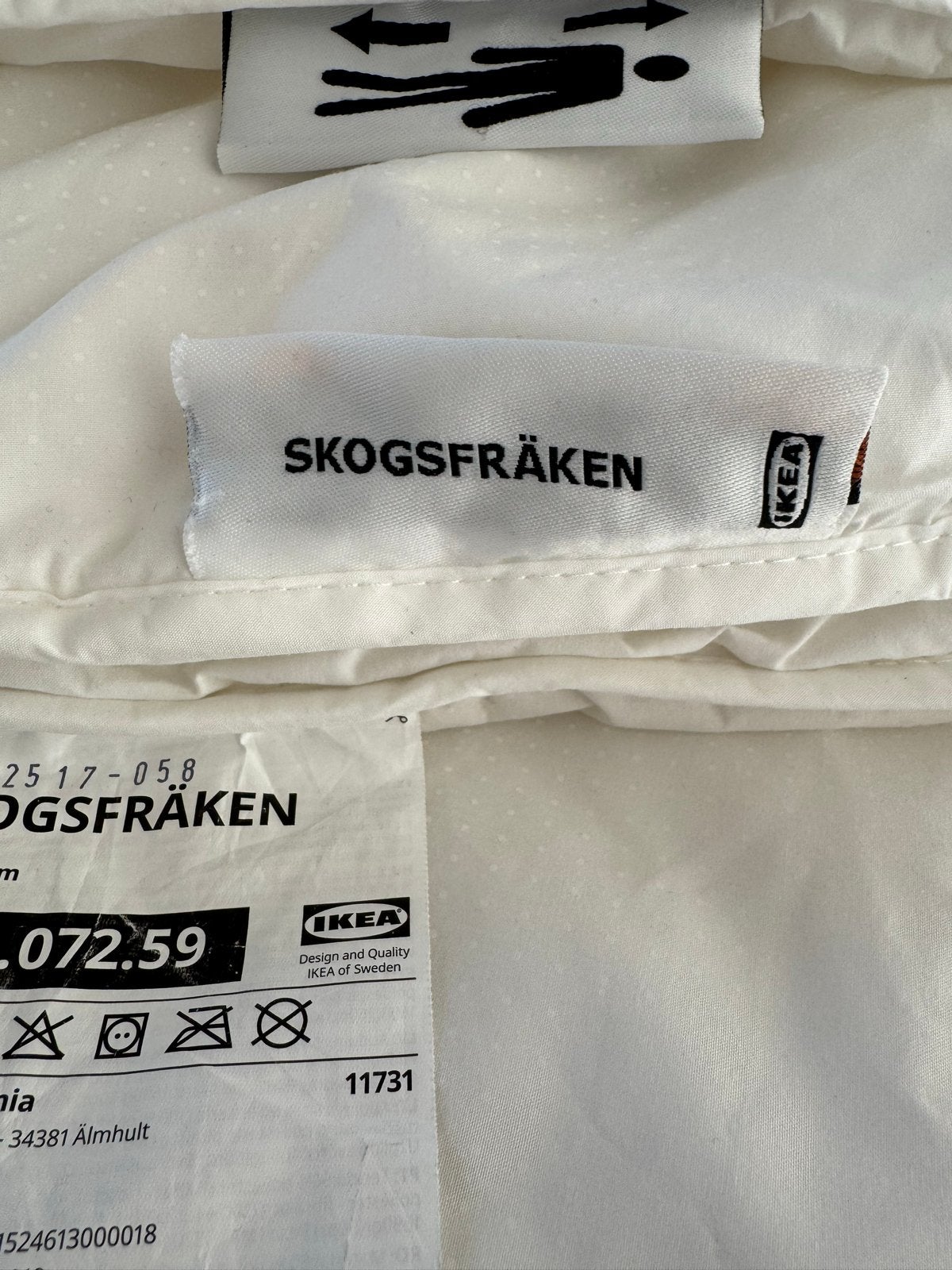 IKEA SKOGSFRÄKEN Dekbed 240x220 cm, Ophalen, Gebruikt, Wit, Tweepersoons
