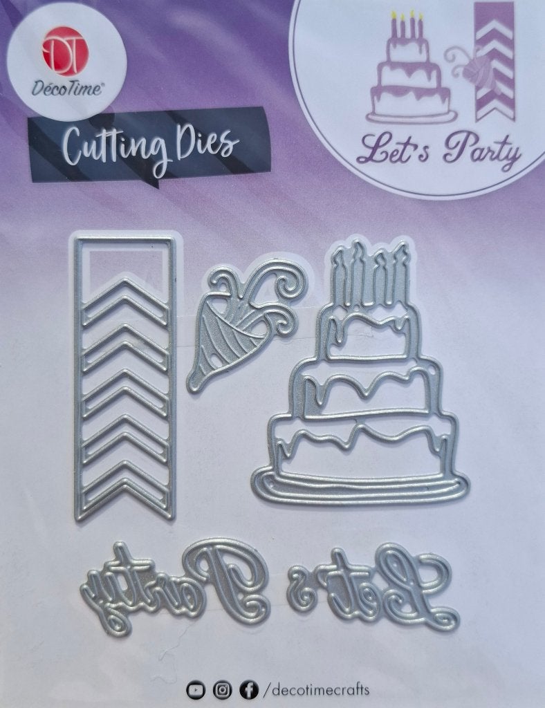 Cutting Dies Snijmal 'Let's Party' Taart Feestslinger NIEUW