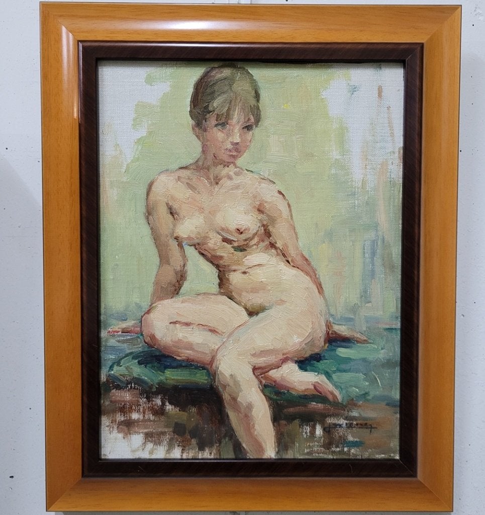 J. WIENER, de naaktpose, Doek, Portret of Personen, Impressionistisch, Ophalen of Verzenden
