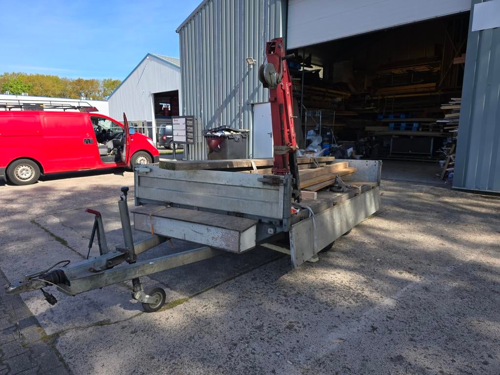 plateau aanhanger incl kraan, Auto diversen, Aanhangers en Bagagewagens, Ophalen