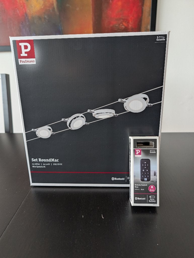 Paulmann verlichtingsset RoundMac 4x4,4W + afstandsbediening, Huis en Inrichting, Lampen | Spots, Inclusief lichtbron, Nieuw, Overige fittingen