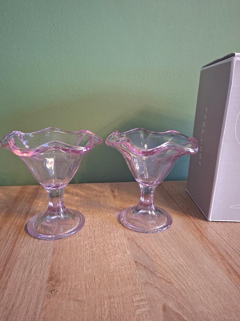 ZARA HOME roze ijscoupe glazen | 6 stuks, Ophalen, Glas of Glazen, Nieuw, Glas