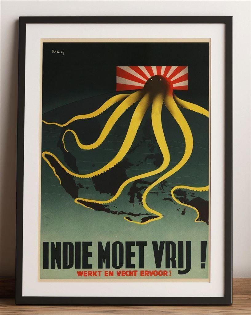 Nederlands-Indie KNIL Anti Japan Propaganda Poster, Verzenden, Nederland, Foto of Poster