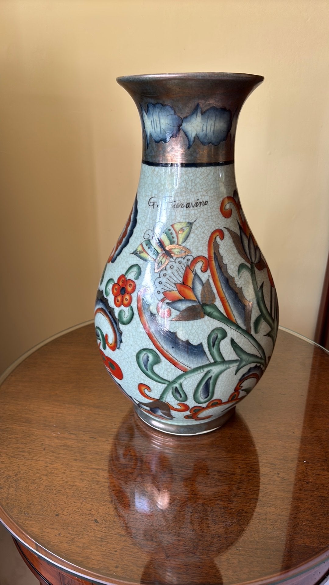 Grote Italiaanse design vaas G. Fieravino - 37 cm hoog, Ophalen