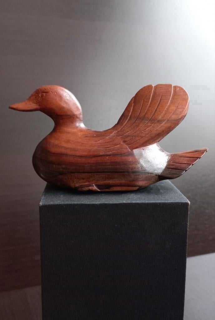 Art deco houten beeldje eend, Antiek en Kunst, Kunst | Beelden en Houtsnijwerken, Ophalen of Verzenden