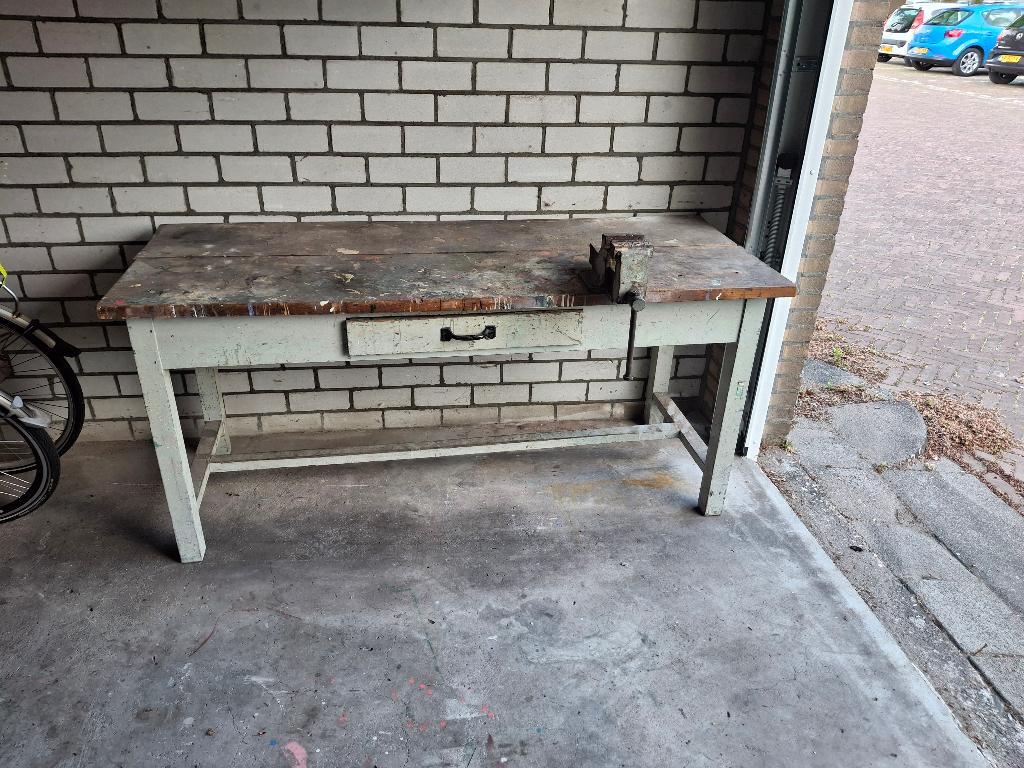 Werkbank, Doe-het-zelf en Verbouw, Werkbanken, Ophalen, Gebruikt, 170 cm of meer, Bankschroef