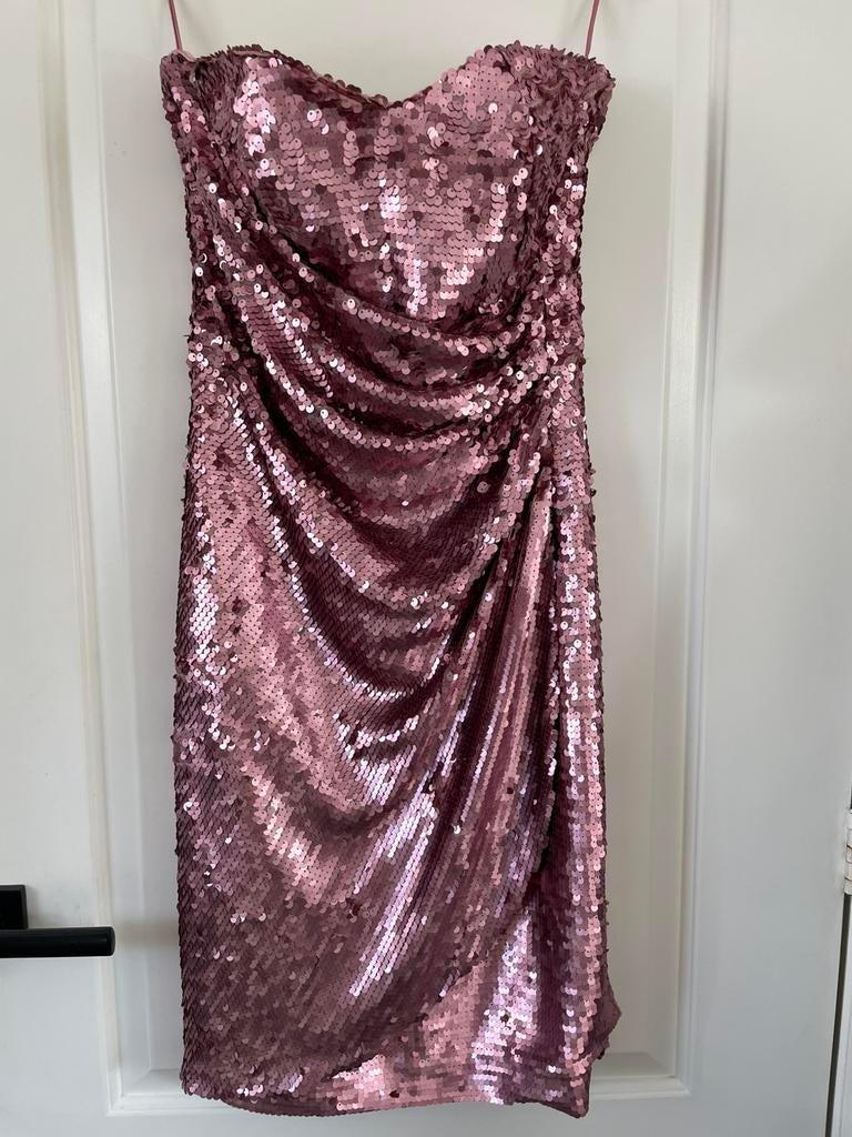 Roze pailletten jurk Addy van den Krommenacker 40-42, Galajurk, Maat 42/44 (L), Nieuw, Ophalen of Verzenden