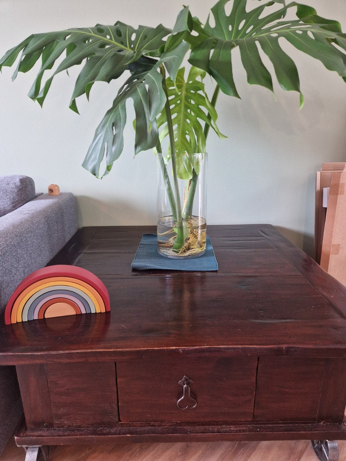 Handgemaakt houten koffietafel 100x100cm, Ophalen, Gebruikt, 50 tot 100 cm, Vierkant