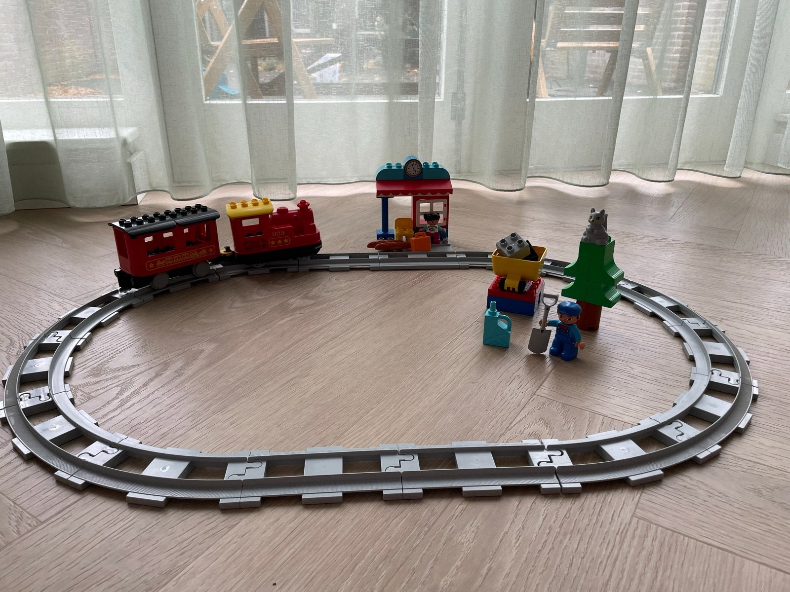 Lego Duplo Stoomtrein 10874 met rails en accessoires, Ophalen, Zo goed als nieuw, Compleet, Duplo