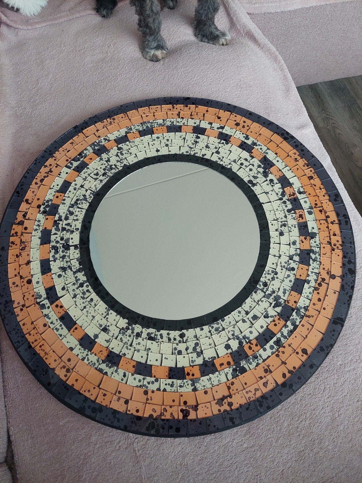 Ronde mozaïek spiegel - 50cm diameter, Ophalen, Gebruikt, Rond, Minder dan 100 cm