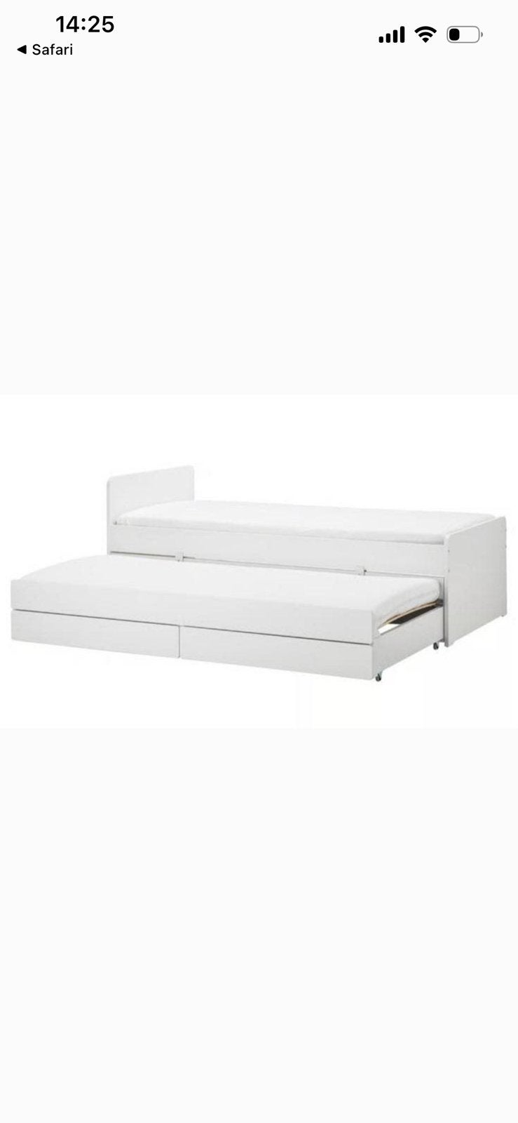 Ikea SLAKT bed wit met uitschuifbaar bed, Wit, Tweepersoons, Ophalen of Verzenden, Zo goed als nieuw