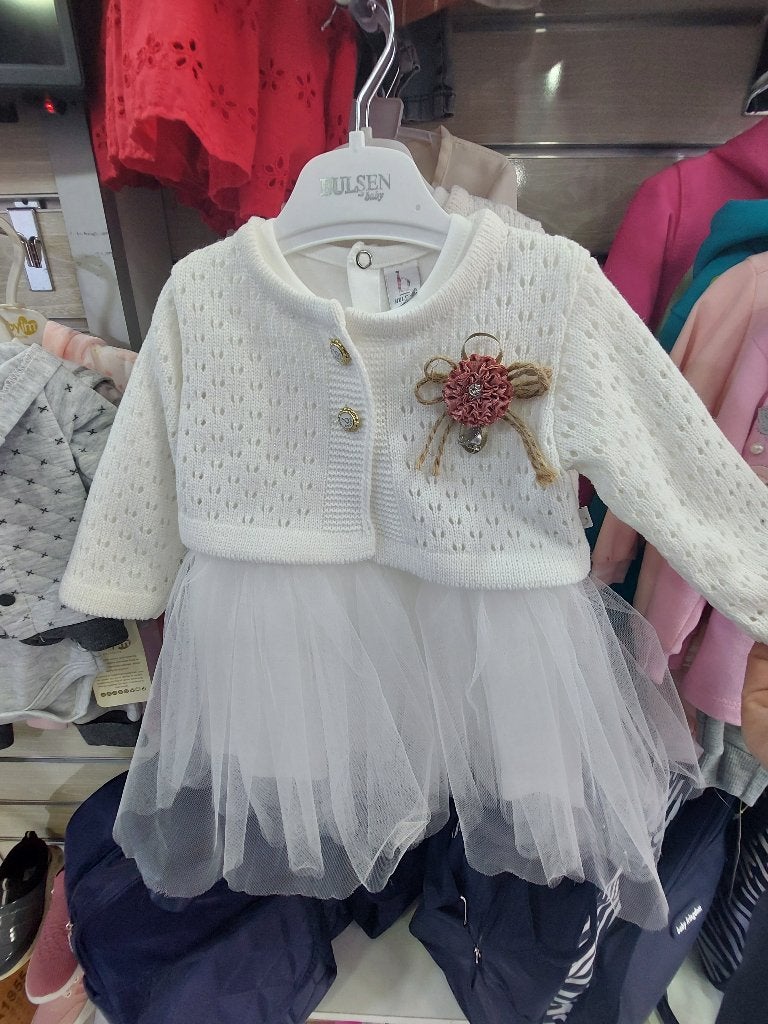 Nieuw 2-delige feestjurk wit/beige maat 80, Ophalen of Verzenden, Nieuw, Meisje, Jurkje of Rokje