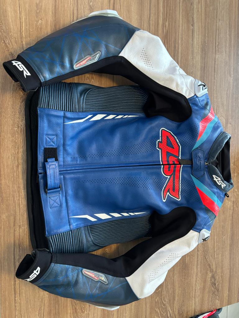 4SR Motorpak (50) Leer Blauw/Wit/Rood - Zo goed als nieuw, Ophalen of Verzenden, Tweedehands, Heren, Combipak