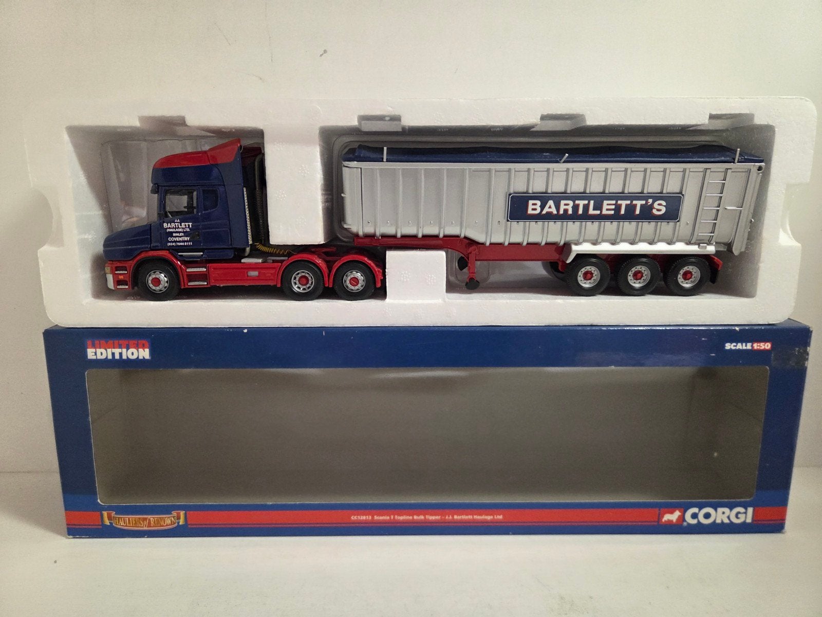 Corgi Scania T Topline bulkkipper Bartlett Haulage, Corgi, ., Ophalen of Verzenden, Zo goed als nieuw