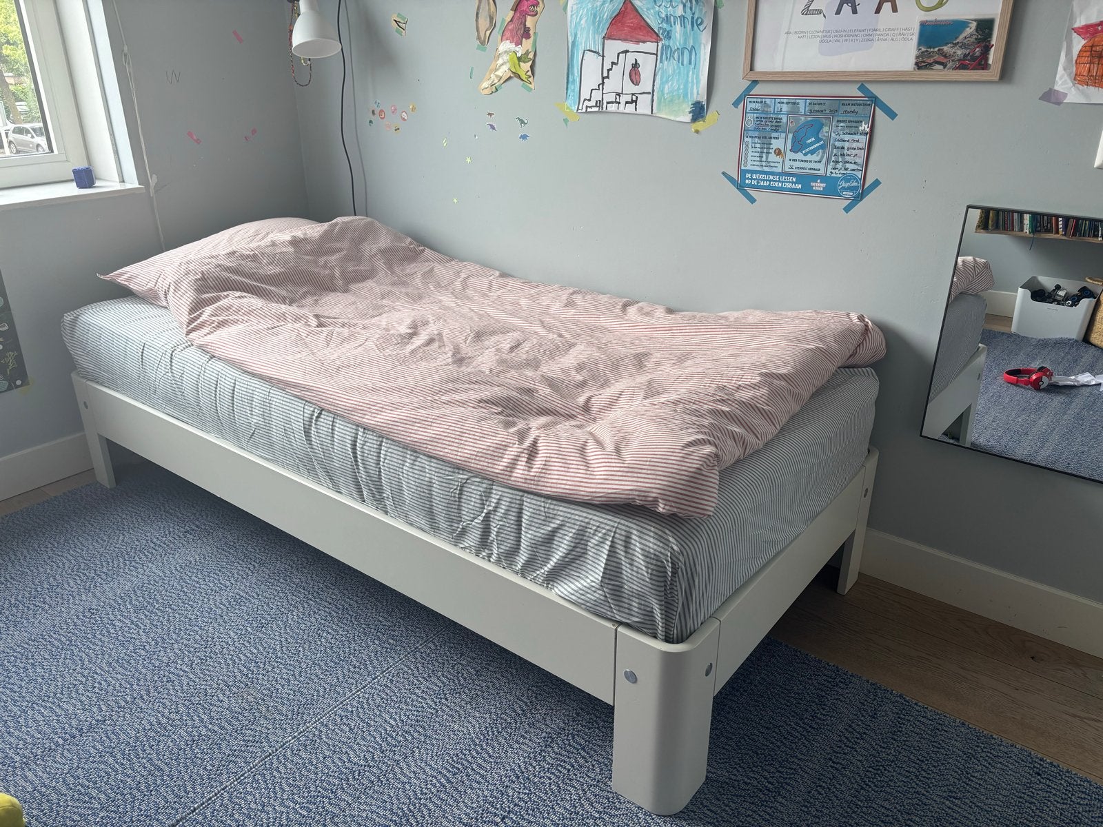 Auping Auronde Verstelbaar eenpersoonsbed met lattenbodem, Ophalen, 90 cm, Eenpersoons, Wit
