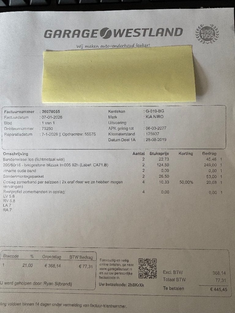 twee (nieuwe)  plus twee (oudere)  KIA NIRO winterbanden, Ophalen, Gebruikt, 16 inch, Band(en)