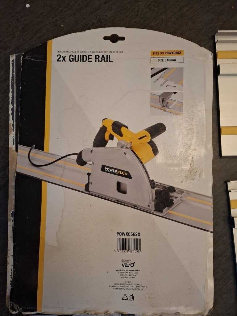 8x geleidrail powerplus invalzaag POWX0562 + toebehoren, Invalzaag, Ophalen of Verzenden, Zo goed als nieuw, Power Plus