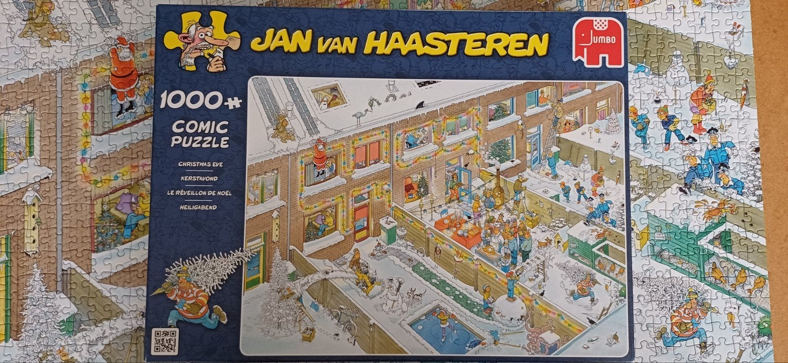 Jan van Haasteren puzzel KERSTAVOND 1000 stukjes, Ophalen, 500 t/m 1500 stukjes, Zo goed als nieuw, Legpuzzel