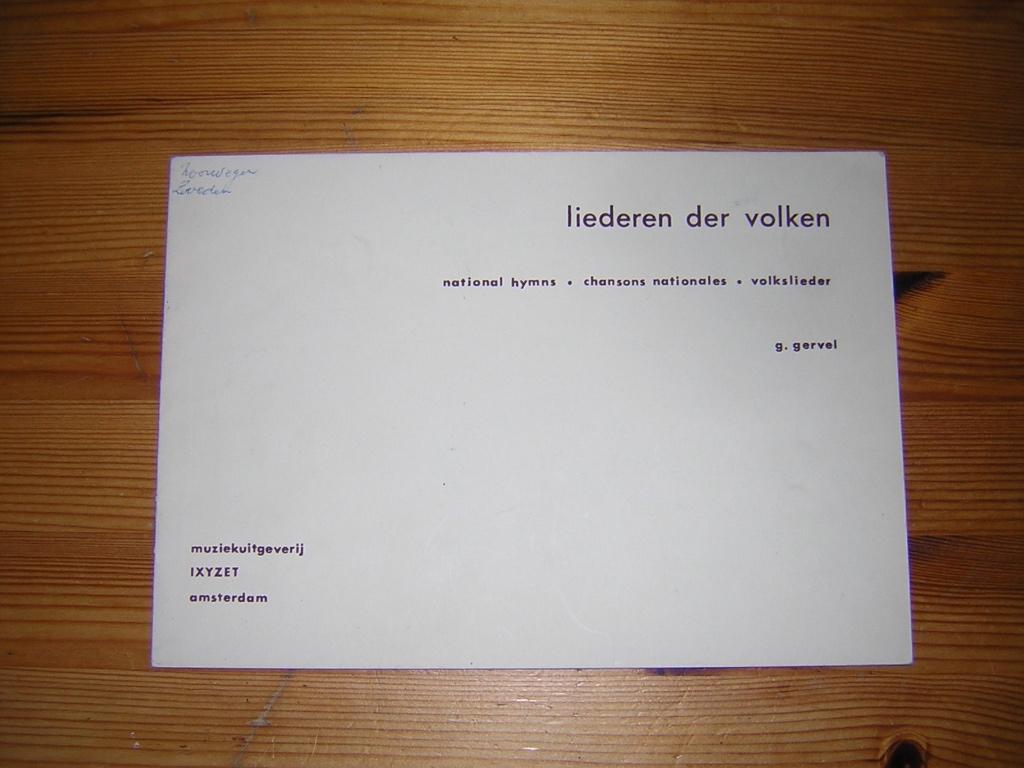 Liederen der volkeren - g. Gervel, Gebruikt, Zang, Ophalen of Verzenden, Artiest of Componist
