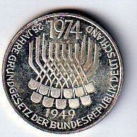 5  mark  1974  F  Duitsland. km. 138  unc, Ophalen of Verzenden, Duitsland, Losse munt, Zilver