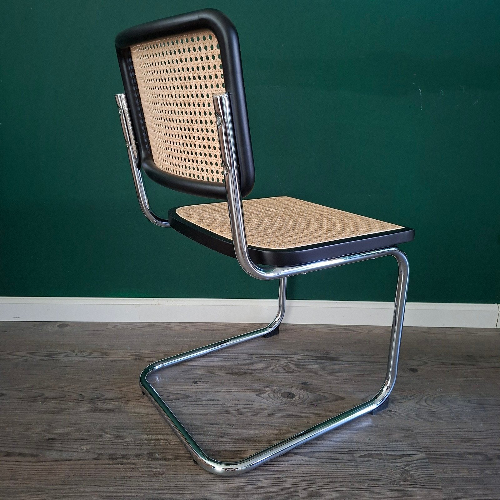 12x Thonet stijl Cesca Breuer buisframe stoel rotan webbing, Hout, Zwart, Bauhaus Japandi Scandinavisch vintage design, Nieuw