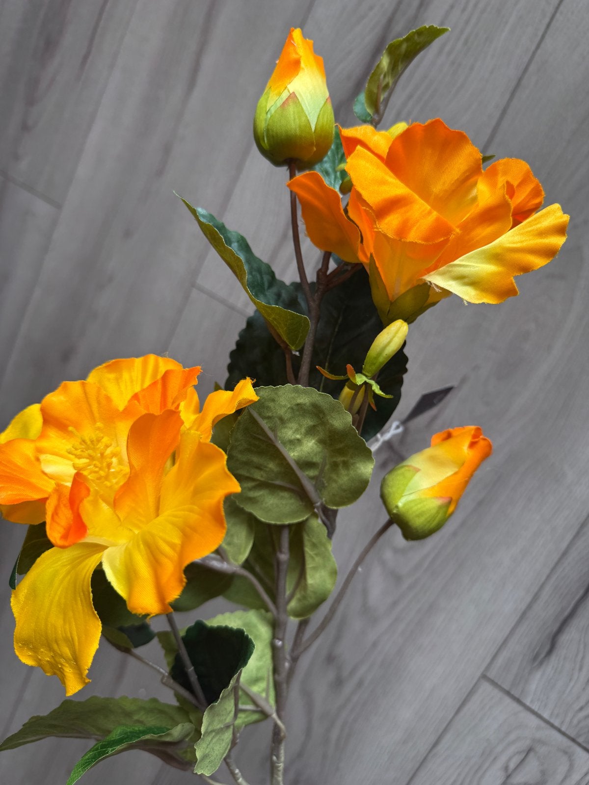WK Boeket Hibiscus oranje Kunstbloemen - Mica - 74cm, Ophalen, Binnen, 74 cm, Nieuw
