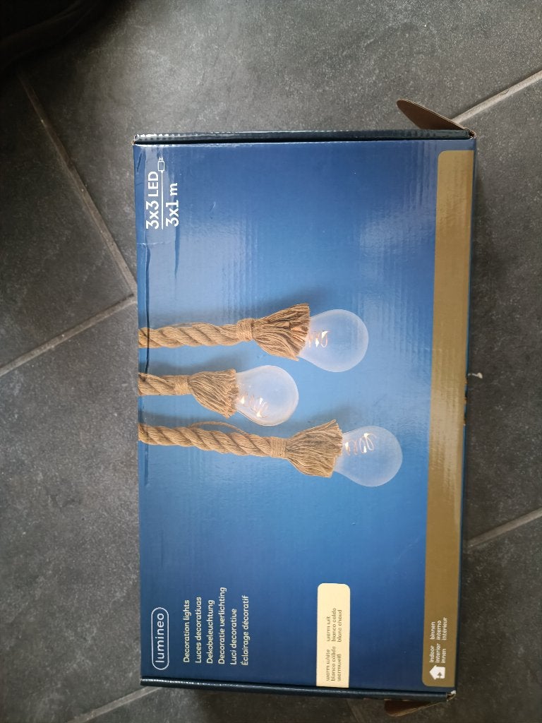 touwlamp led peer 3 maal touw lamp sier lumineo nieuw, Ophalen of Verzenden