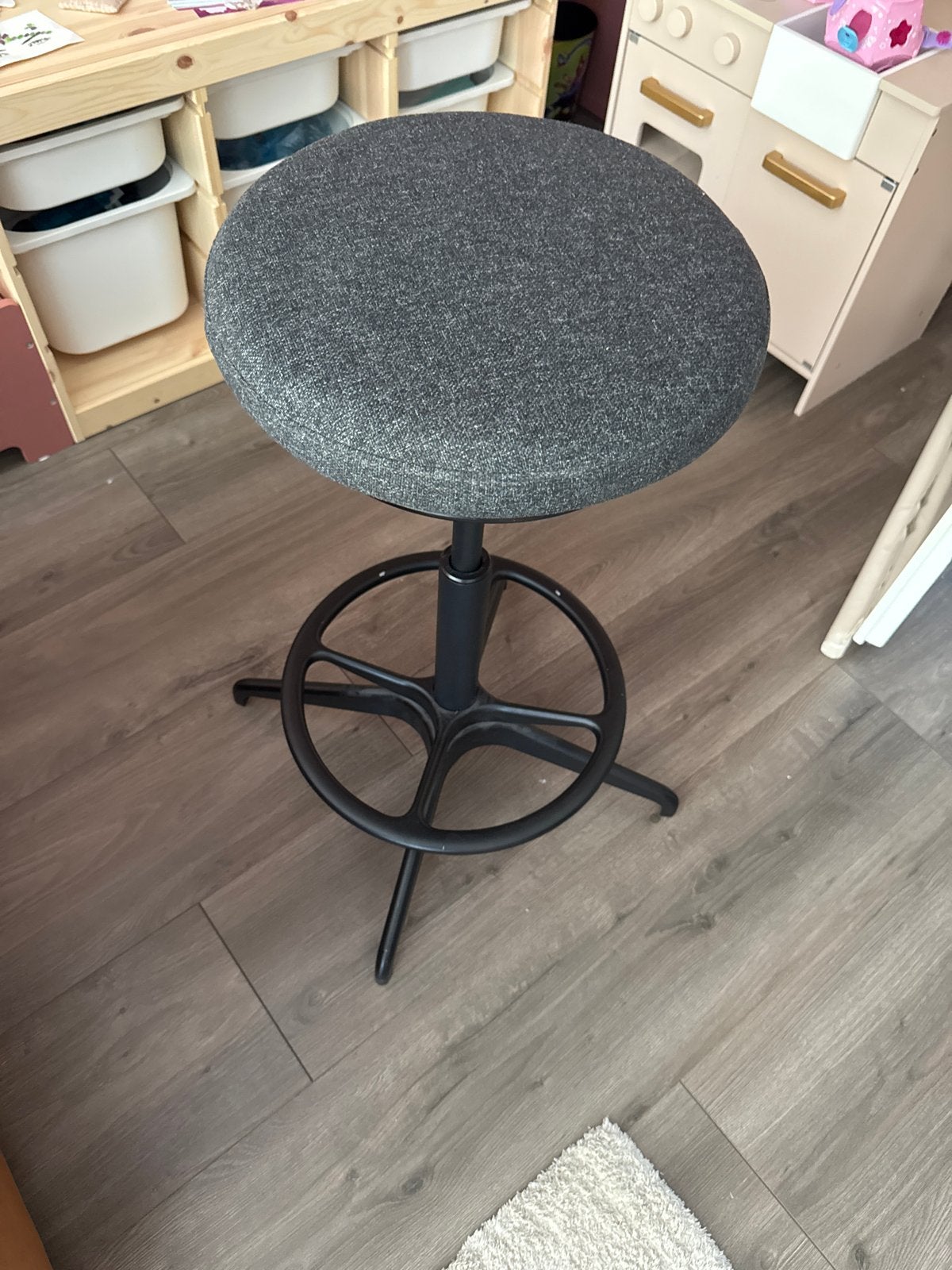 Verstelbare kruk met stoffen zitting - Grijs( IKEA ), Ophalen, Gebruikt, Eén, Stof