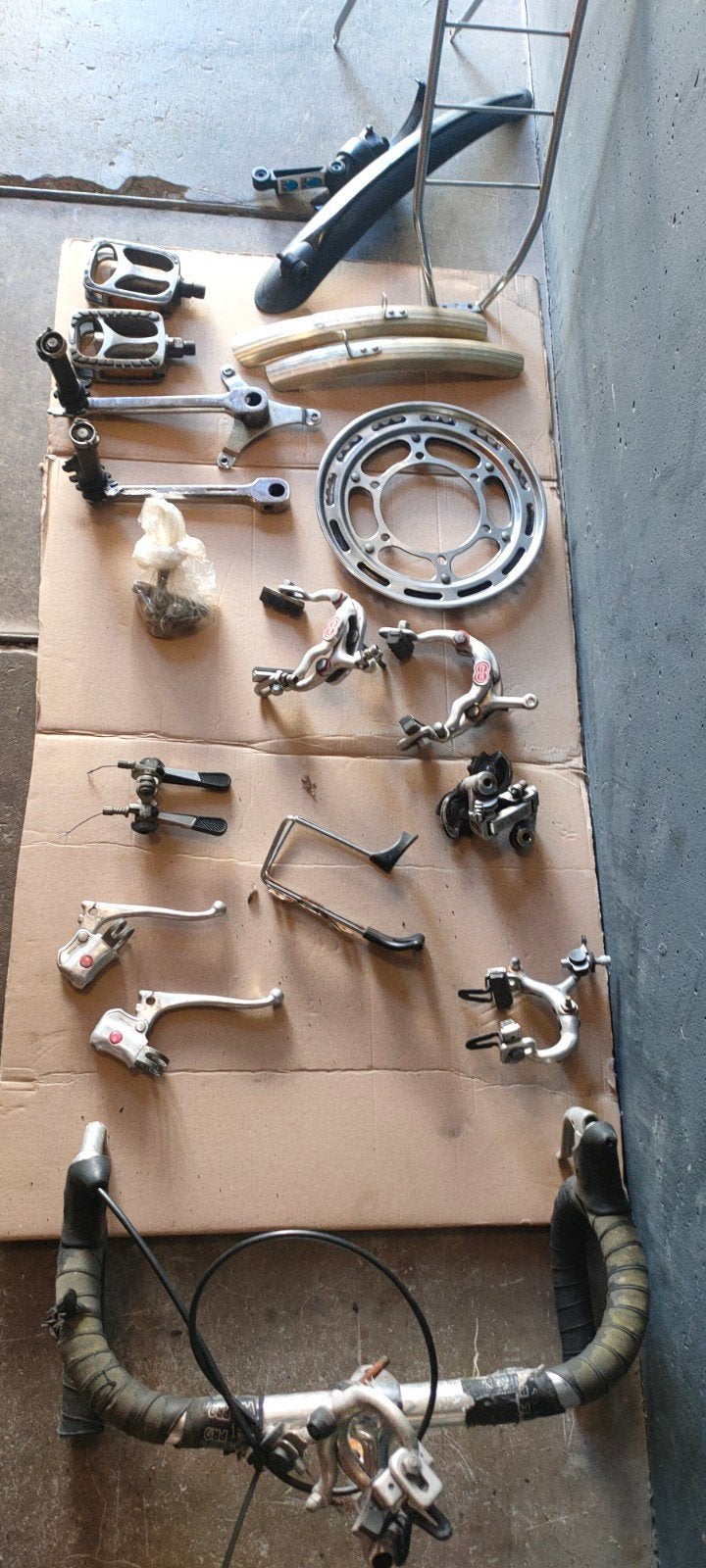 Partij Vintage Racefiets onderdelen, Fietsen en Brommers, Ophalen, Remmen, Gebruikt, Aluminium