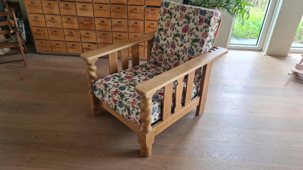 Prachtige rokerstoel nieuw bekleed, Huis en Inrichting, Fauteuils, Ophalen, 75 tot 100 cm, Zo goed als nieuw, Vintage brocante