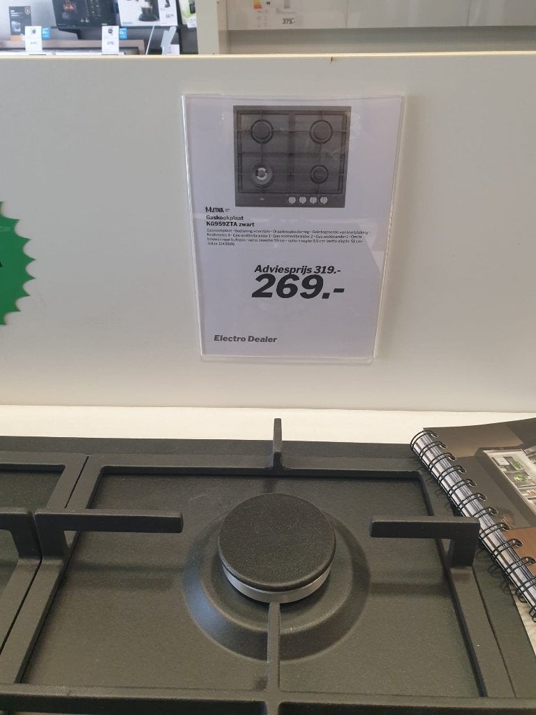 Gaskookplaat - met Wokbrander - Mat Zwart Nieuw, Ophalen, Nieuw, 4 kookzones, Energieklasse A of zuiniger