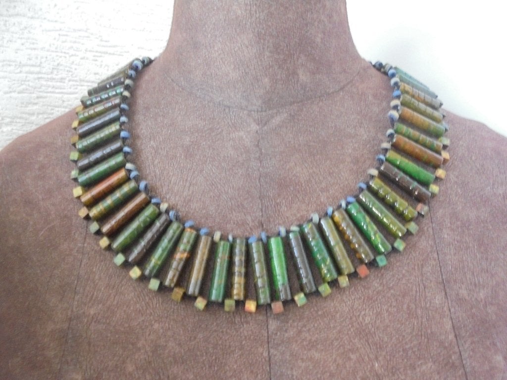 Tsjechische ketting glaskralen picasso afwerking, Ophalen of Verzenden, Nieuw, Groen, Overige materialen