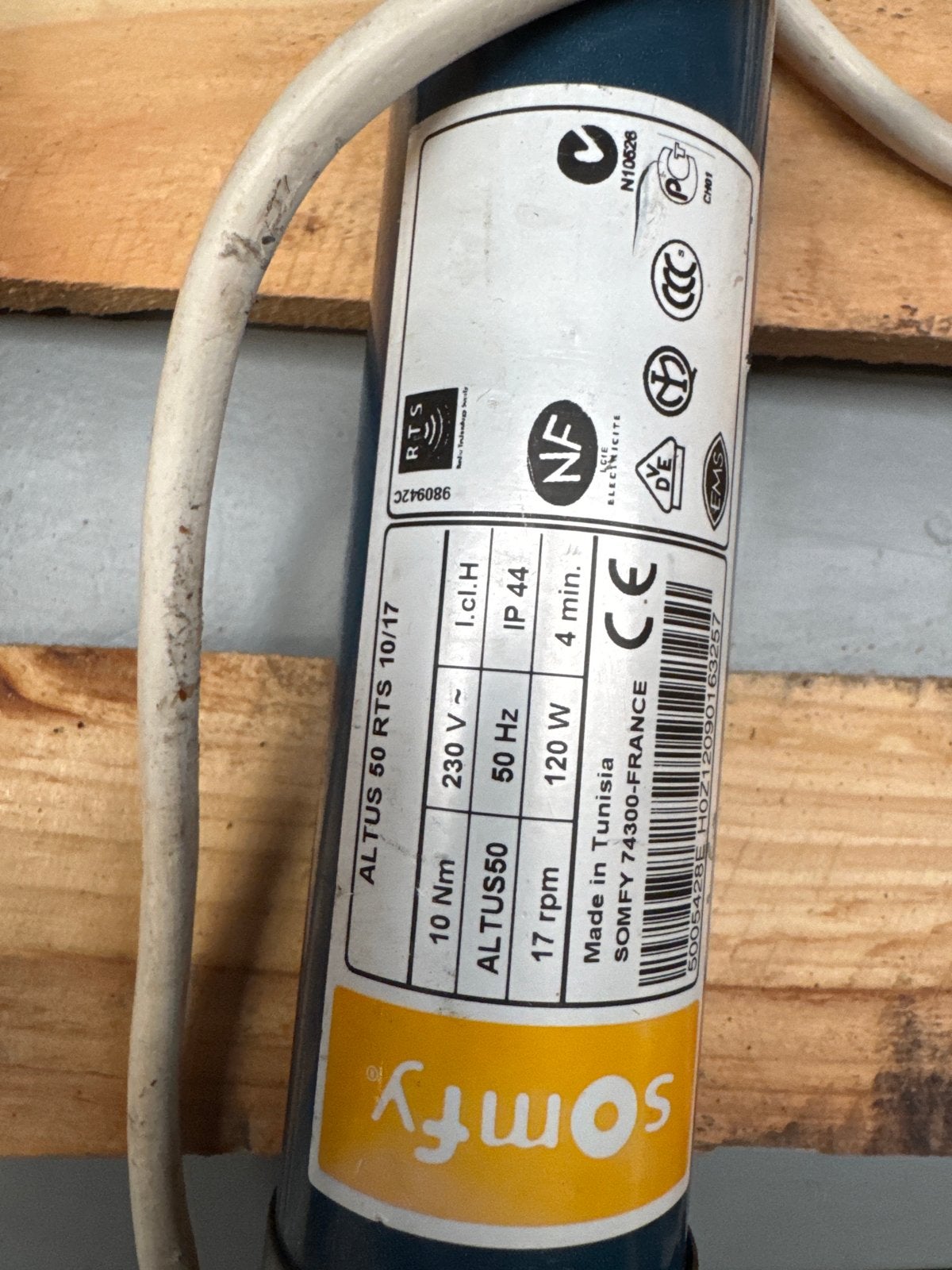Somfy Altus 50 RTS 10/17 en een 6/12 Rolluikmotor - 10 Nm, Ophalen of Verzenden, Gebruikt
